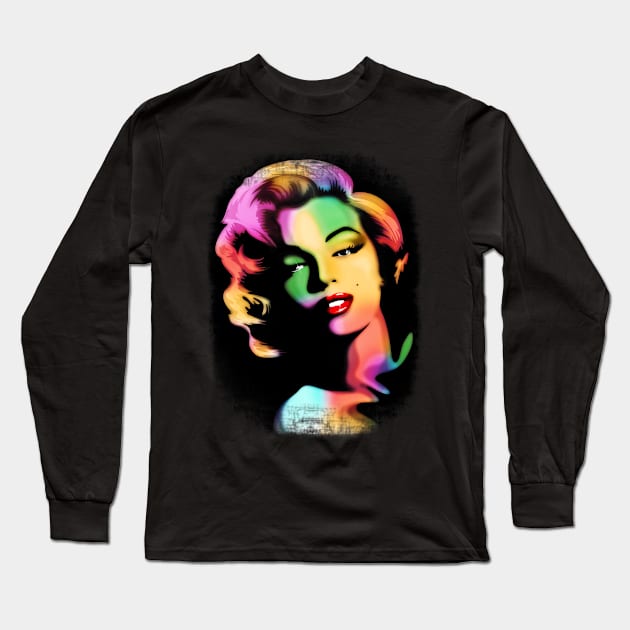 Marilyn PopArt Rainbow Colors Portrait Long Sleeve T-Shirt by BluedarkArt